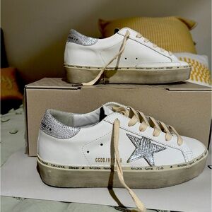 Golden goose high star leather upper, laminated star. Size 38